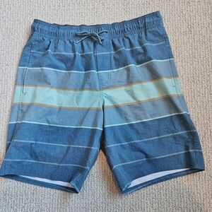 Hang Ten Blue and Green Striped Board Shorts
